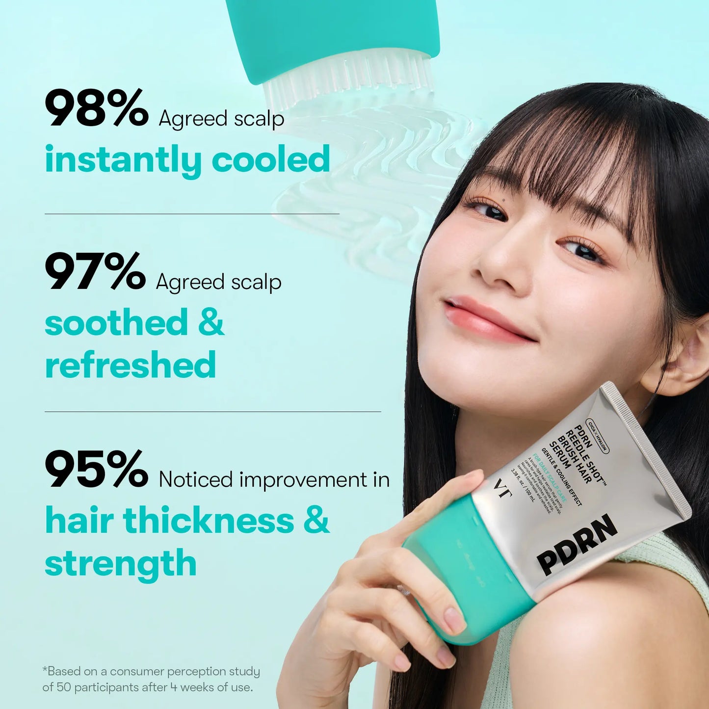 [VT COSMETICS] #1 Viral PDRN Reedle Shot Hair Brush Serum with Original Liquid Microneedling & PDRN | Large-Capacity Full Scalp Care, Hair Thickening, Fuller-Looking Hair & Daily Root Care | Hairline, Roots, Baby Hair & Dry Scalp | Korean Haircare