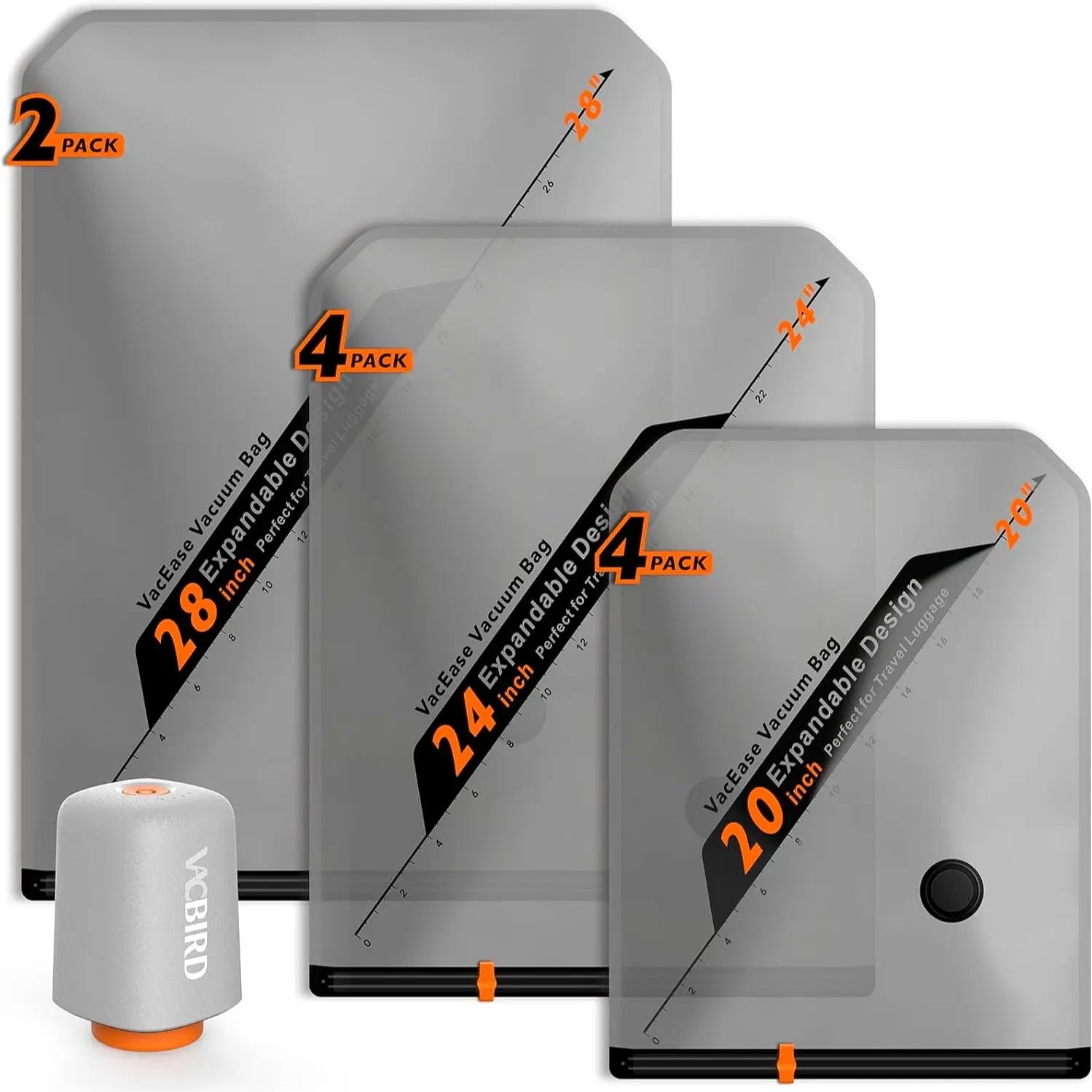 【Summer Vibes】Vacbird New X8 Vacuum Packing Pump Storage Bags，Summer Vibes Rechargeable Wireless Pump Travel Storage Bags Set - 20 Pack Portable Space Saver Bags for Travel & Home - Vacuum Compression Packing Seal for Clothes, Blankets, Seasonal Storage