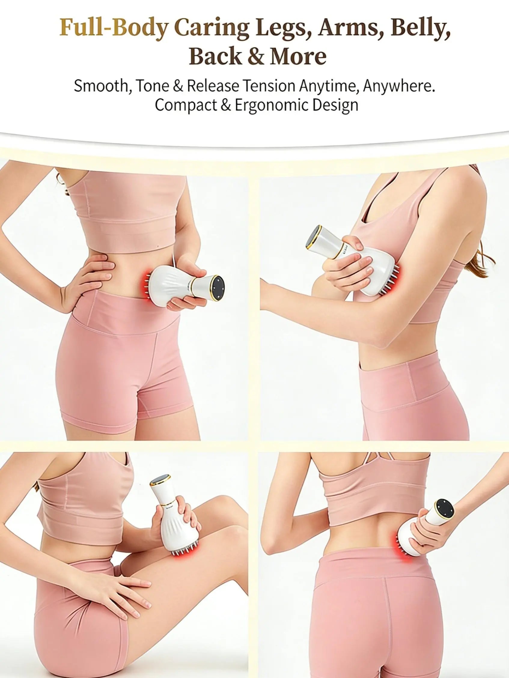 FEEJOY Handheld Body Massager for Portable Muscle Relaxation Therapy, Deep Tissue Tool with Heat, Vibration, Red Light, 4 Modes & 12 Levels, Portable Hand Relaxation,Dorm Essentials