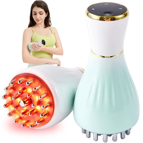 FEEJOY Handheld Body Massager for Portable Muscle Relaxation Therapy, Deep Tissue Tool with Heat, Vibration, Red Light, 4 Modes & 12 Levels, Portable Hand Relaxation,Dorm Essentials