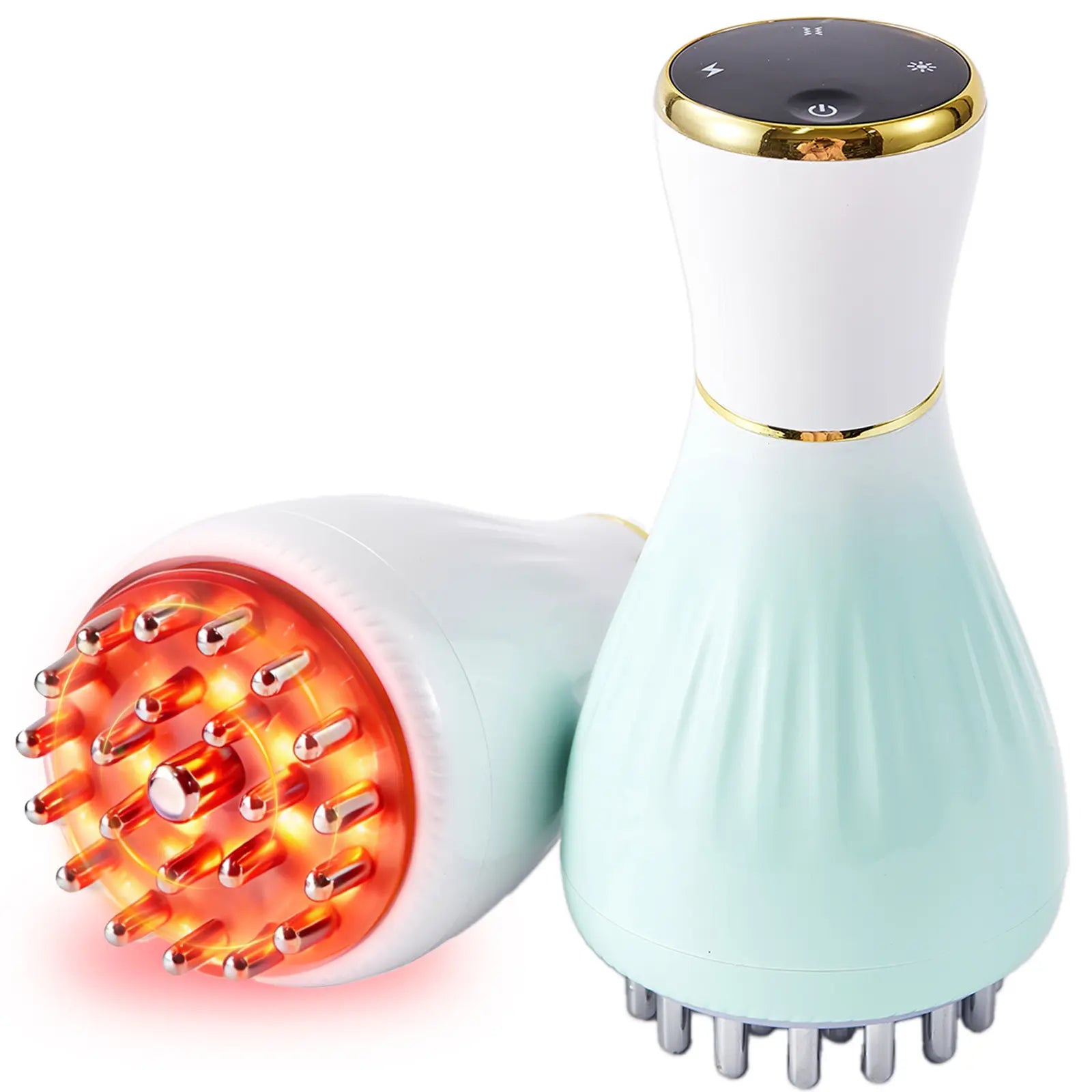 FEEJOY Handheld Body Massager for Portable Muscle Relaxation Therapy, Deep Tissue Tool with Heat, Vibration, Red Light, 4 Modes & 12 Levels, Portable Hand Relaxation,Dorm Essentials