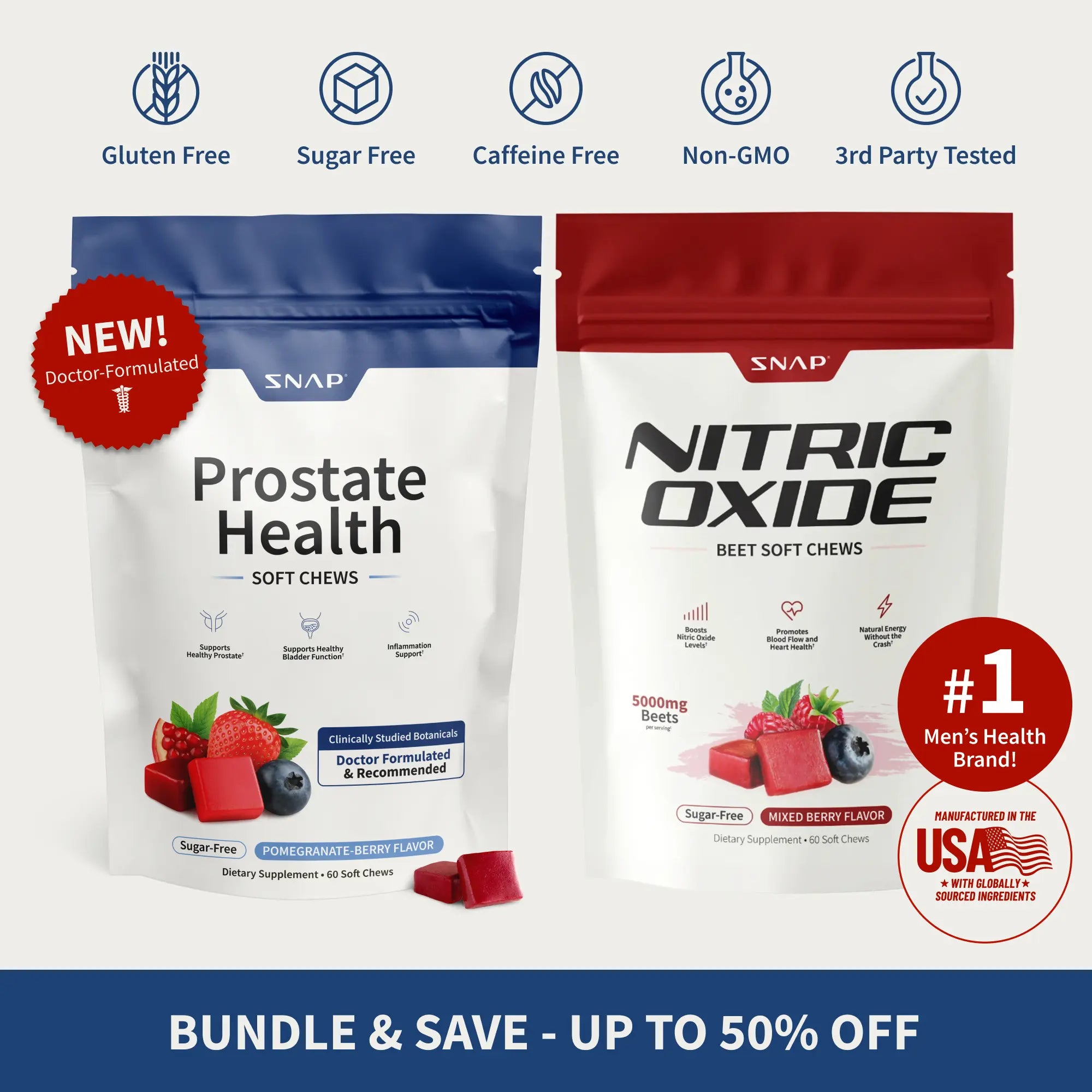 NEW! Prostate Health and Nitric Oxide Chews - Inflammation Support - Urinary & Bladder Function - Supports Blood Flow & Energy - Male Reproductive Health - Antioxidants - Supports Healthy DHT Levels - Mixed Berry Flavor - Medicinal Mushrooms & Botanicals