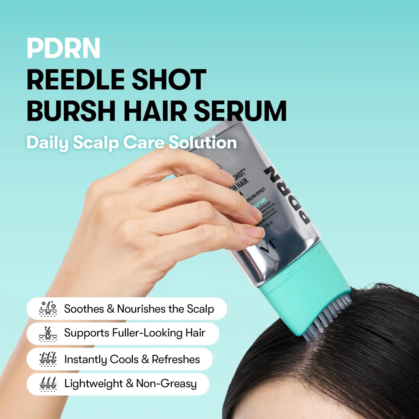 [VT COSMETICS] #1 Viral PDRN Reedle Shot Hair Brush Serum with Original Liquid Microneedling & PDRN | Large-Capacity Full Scalp Care, Hair Thickening, Fuller-Looking Hair & Daily Root Care | Hairline, Roots, Baby Hair & Dry Scalp | Korean Haircare