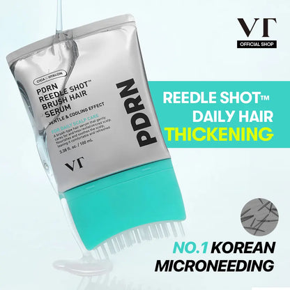 [VT COSMETICS] #1 Viral PDRN Reedle Shot Hair Brush Serum with Original Liquid Microneedling & PDRN | Large-Capacity Full Scalp Care, Hair Thickening, Fuller-Looking Hair & Daily Root Care | Hairline, Roots, Baby Hair & Dry Scalp | Korean Haircare